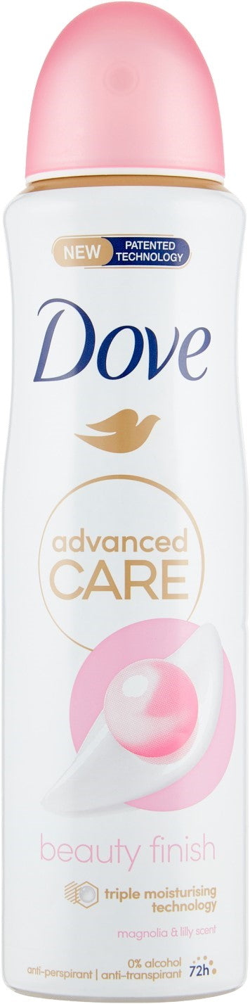 DOVE ADVANCED CARE DEO SPRAY 150ML BEAUTY FINISH MAGNOLIA & LILLY SCENT 72H