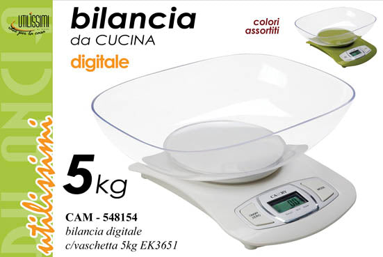 GICOS CAMRY BILANCIA DA CUCINA DIGITALE 5KG CON VASCHETTA COLORI ASSORTITI