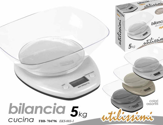 GICOS BILANCIA DA CUCINA DIGITALE 5KG CON VASCHETTA COLORI ASSORTITI