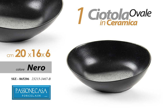 GICOS CIOTOLA OVALE IN CERAMICA CM.20X16X6 NERO