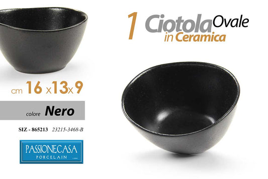 GICOS CIOTOLA OVALE IN CERAMICA CM.16X13X9 NERO