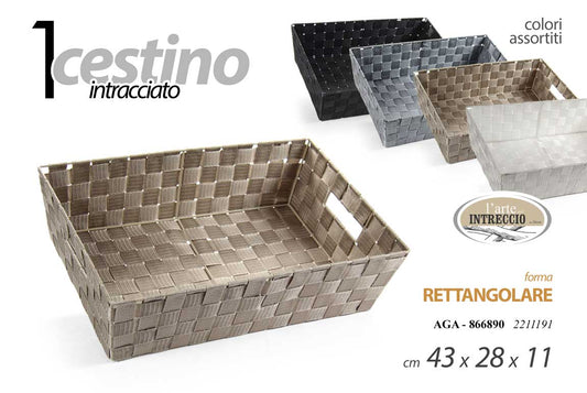 GICOS CESTINO INTRECCIATO FORMA RETTANGOLARE CM.43X28X11 COLORI ASSORTITI