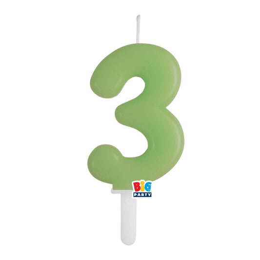 BIG PARTY CANDELA TINY PLUMP VERDE OLIVA 3 CM.7