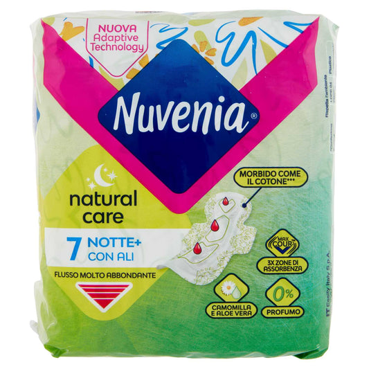 NUVENIA NATURAL CARE ASSORBENTI NOTTE+ CON ALI X7 FLUSSO MOLTO ABBONDANTE