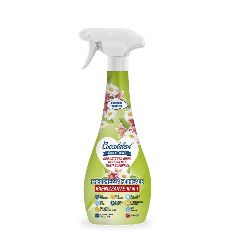 COCCOLATEVI DEO CATTURA ODORI DETERGENTE MULTI SUPERFICI 300ML IGIENIZZANTE 10 IN 1 FRESCHEZZA FLOREALE