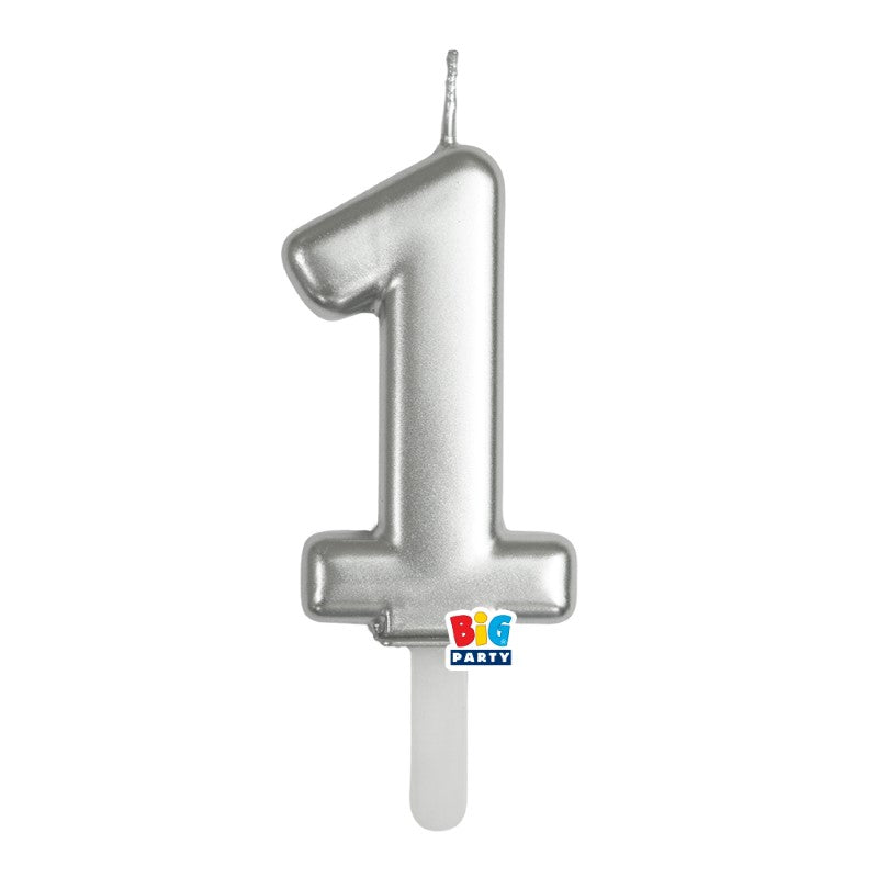 BIG PARTY CANDELA TINY PLUMP ARGENTO METAL 1 CM.7