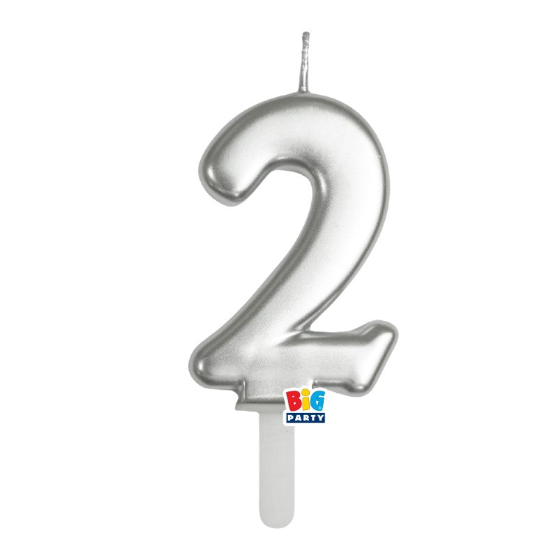 BIG PARTY CANDELA TINY PLUMP ARGENTO METAL 2 CM.7