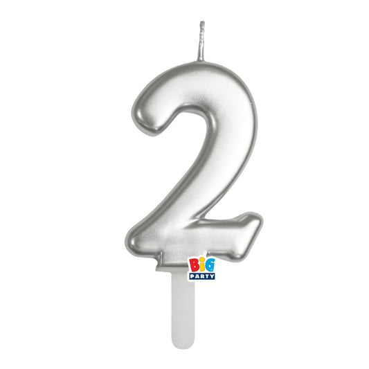 BIG PARTY CANDELA TINY PLUMP ARGENTO METAL 2 CM.7