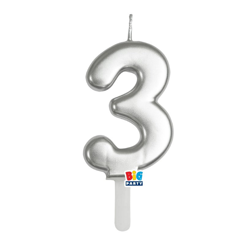 BIG PARTY CANDELA TINY PLUMP ARGENTO METAL 3 CM.7