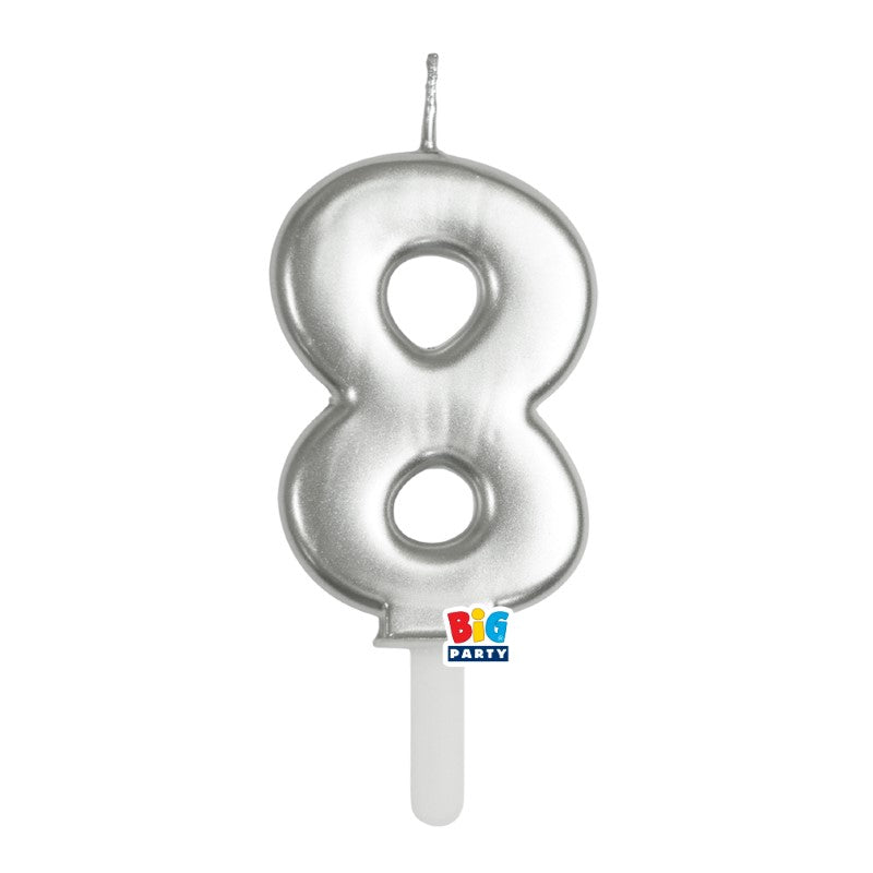 BIG PARTY CANDELA TINY PLUMP ARGENTO METAL 8 CM.7