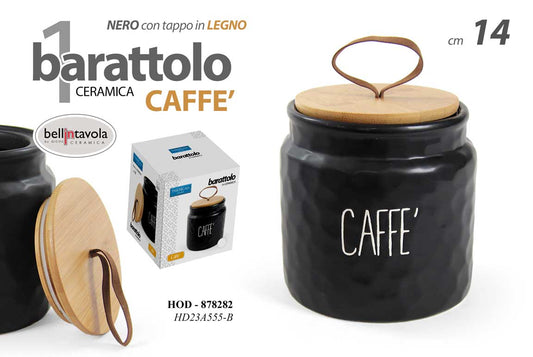 GICOS BARATTOLO NERO TAPPO IN LEGNO CM.14 CAFFE'