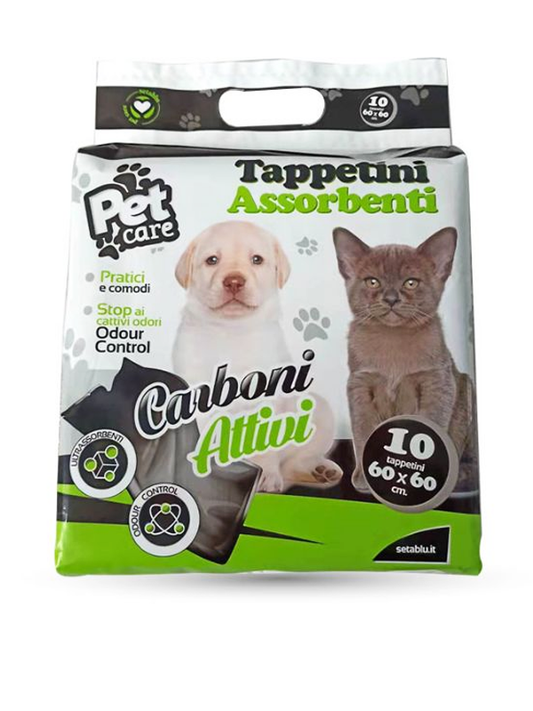 SETABLU PET CARE TAPPETINI ASSORBENTI CANI E GATTI CM.60X60 10PZ CARBONI ATTIVI