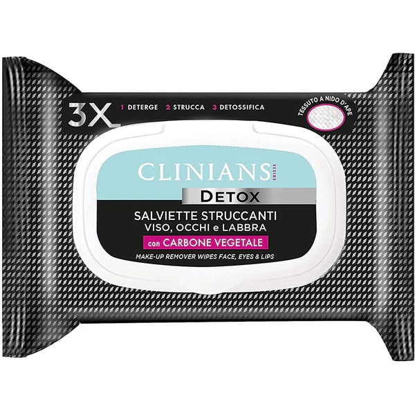 CLINIANS DETOX SALVIETTE STRUCCANTI VISO,OCCHI E LABBRA 25PZ CON CARBONE VEGETALE