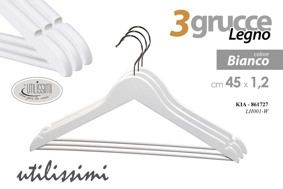 GICOS 3 GRUCCE LEGNO CM.45X1,2 COLORE BIANCO
