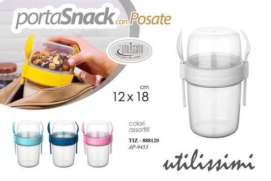 GICOS PORTA SNACK CON POSATE CM.12X18 COLORI ASSORTITI