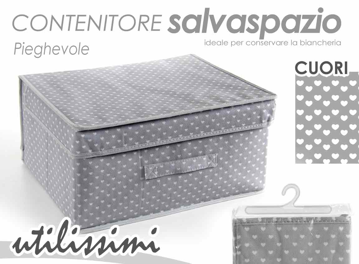 GICOS CONTENITORE SALVASPAZIO PIEGHEVOLE CM.40X33X20 DECORO CUORI