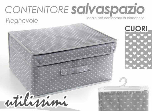 GICOS CONTENITORE SALVASPAZIO PIEGHEVOLE CM.40X33X20 DECORO CUORI