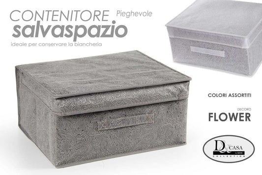 GICOS CONTENITORE SALVASPAZIO PIEGHEVOLE CM.40X33X20 DECORO FLOWER