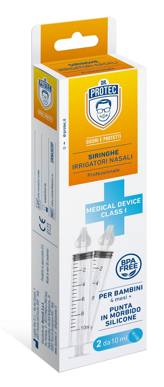 DR. PROTECT SIRINGHE IRRIGATORI NASALI 2 DA 10ML PUNTA IN MORBIDO SILICONE BAMBINI 4 MESI +