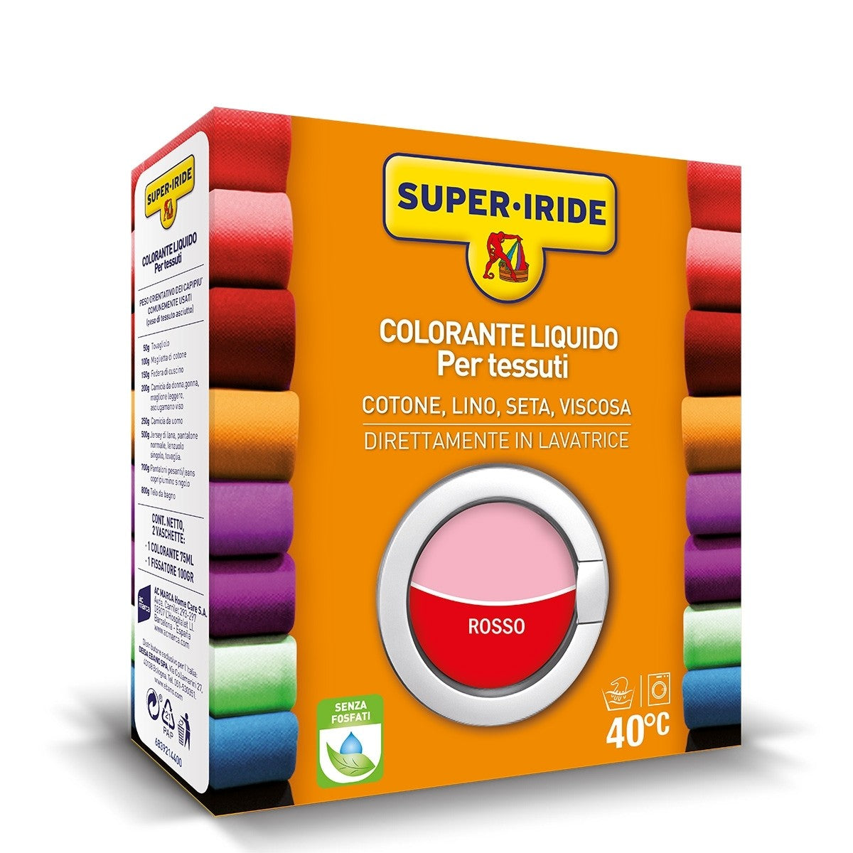 SUPER-IRIDE COLORANTE LIQUIDO PER TESSUTI 75ML+100G FISSATORE ROSSO