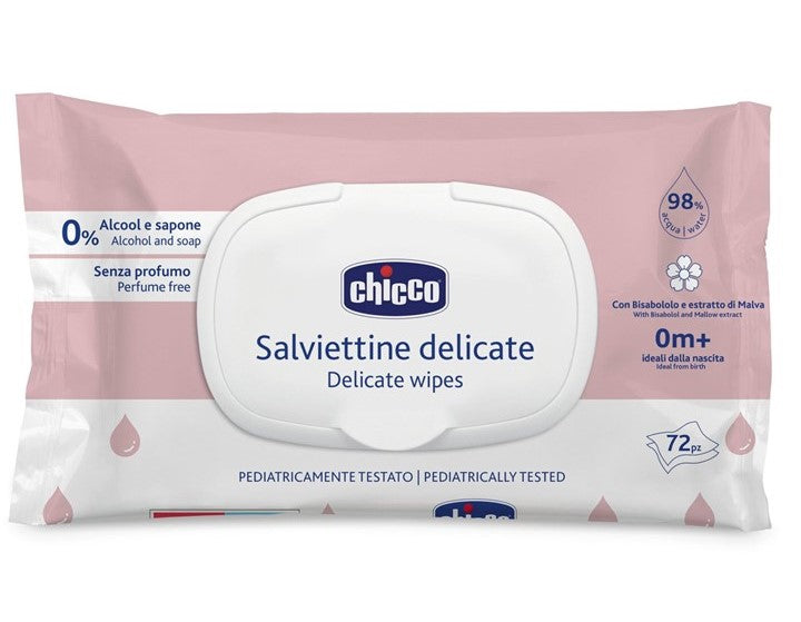 CHICCO SALVIETTINE DETERGENTI DELICATE CON TAPPO 72PZ BISABOLO E ESTRATTO DI MALVA