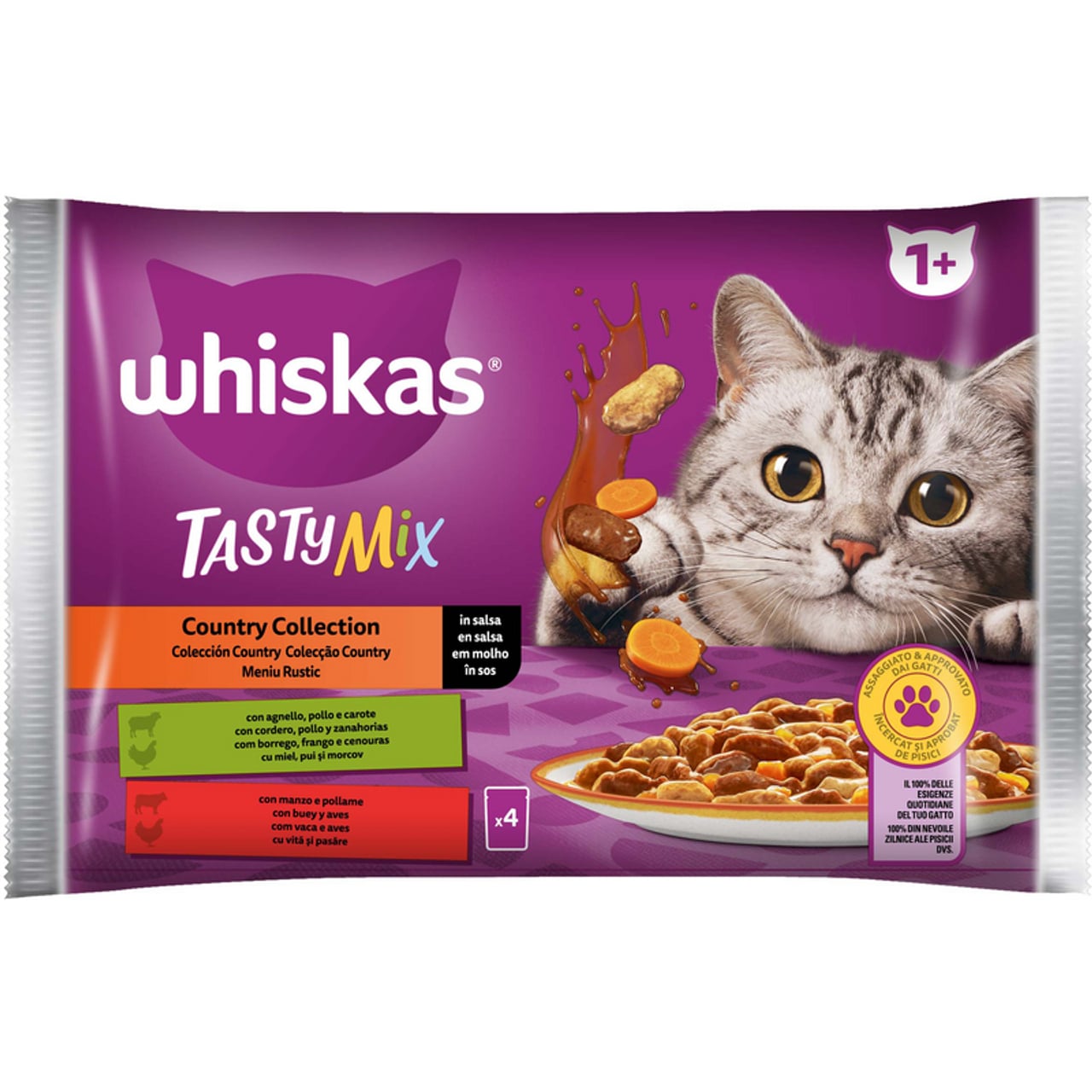 WHISKAS TASTY MIX 1+ 4X85G COUNTRY COLLECTION