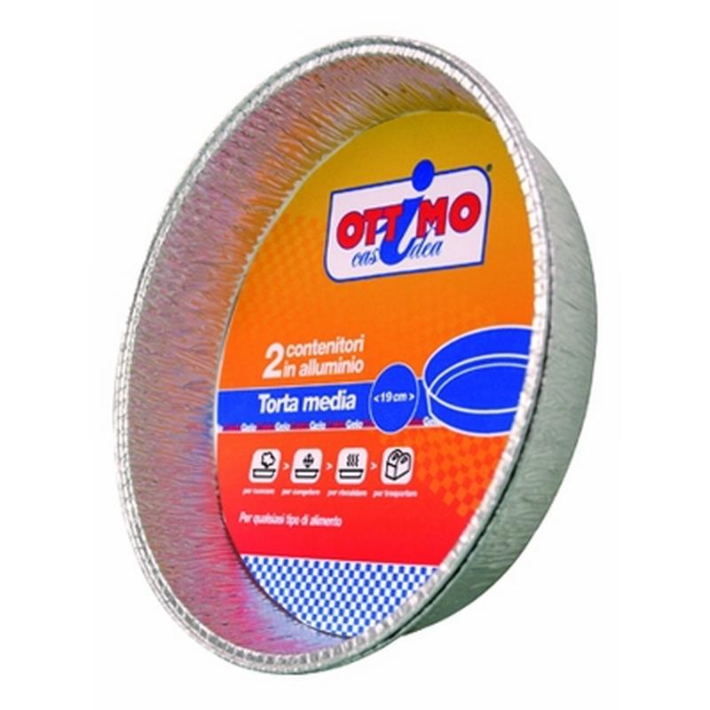 OTTIMO 2 CONTENITORI ALLUMINIO TORTA MEDIA CM.22