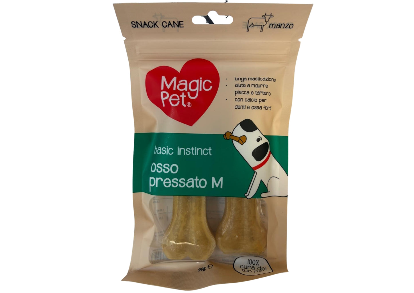 MAGIC PET BASIC INSTINCT SNACK CANE OSSO PRESSATO M 90G MANZO