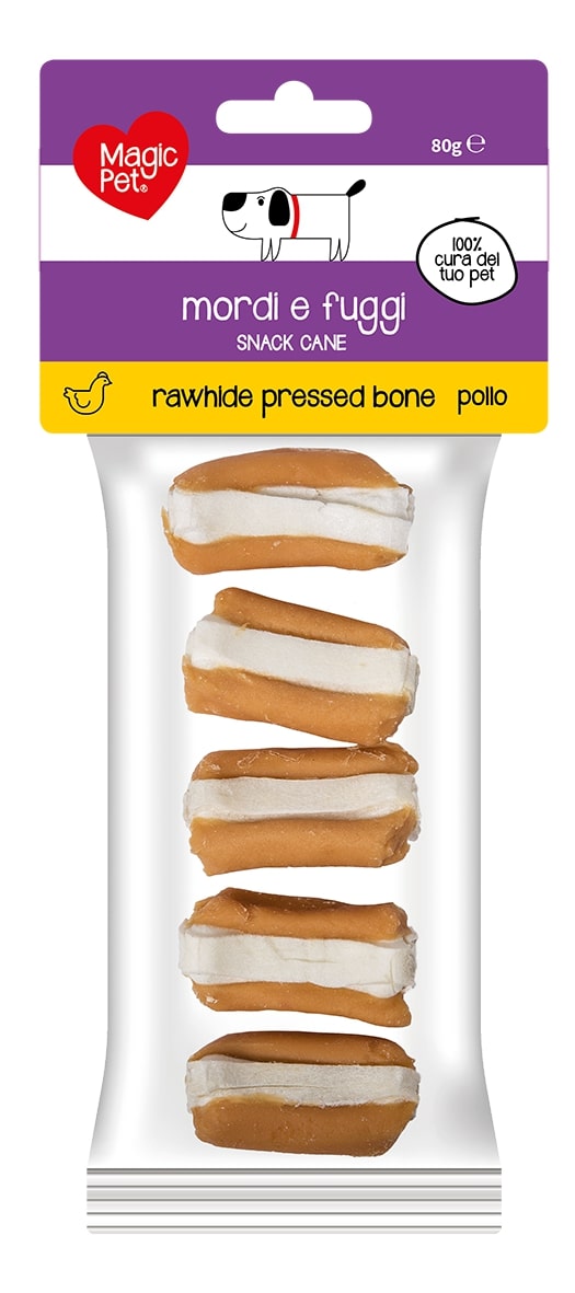 MAGIC PET MORDI E FUGGI SNACK CANE RAWIDE PRESSED BONE POLLO 80G