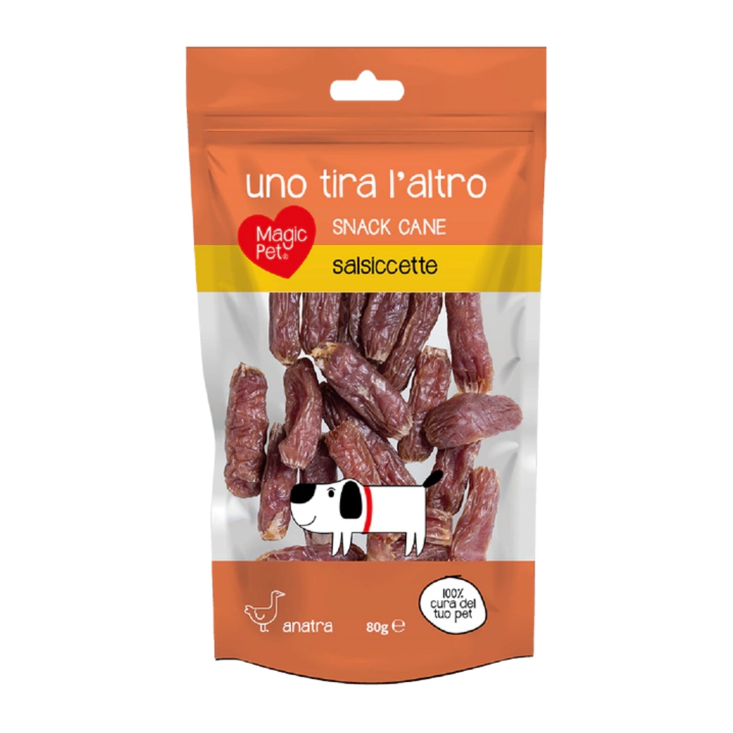 MAGIC PET UNO TIRA L'ALTRO SNACK CANE SALSICCETTE ANATRA 80G