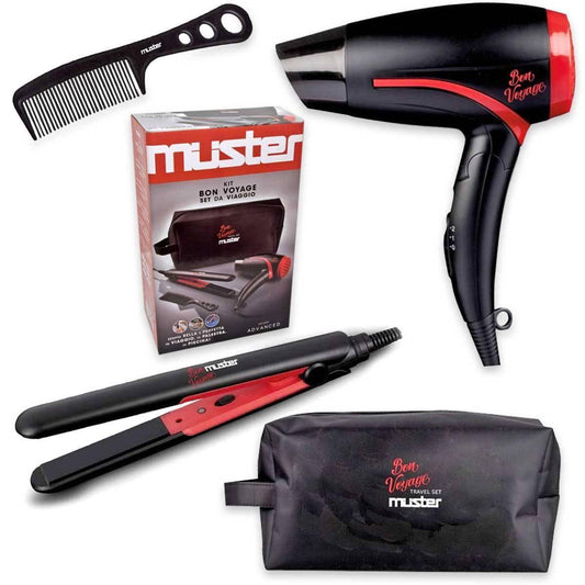 MUSTER BON VOYAGE TRAVEL KIT PHON+MINI PIASTRA + PETTINE + BEAUTY