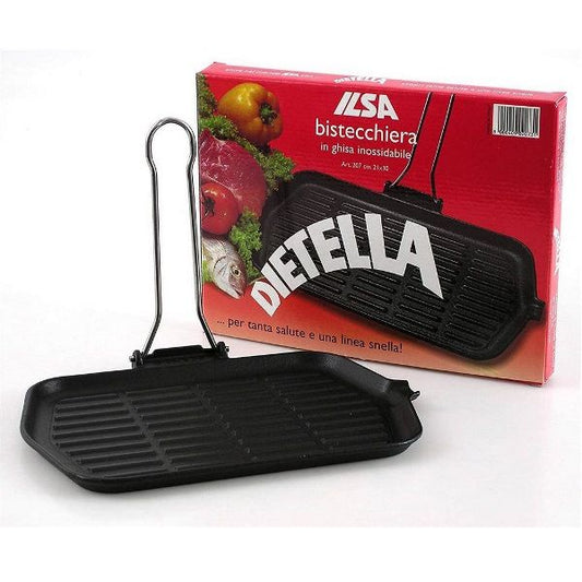 ILSA DIETELLA BISTECCHIERA IN GHISA INOSSIDABILE RETTANGOLARE CM.21X30 ART.207