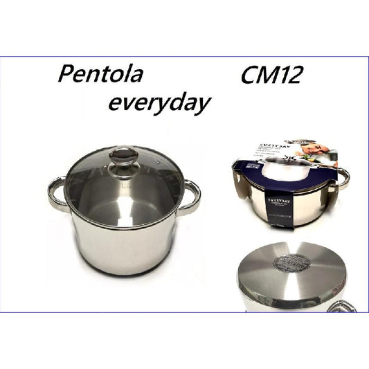 LETIZIA EVERYDAY PENTOLA IN ACCIAIO CON COPERCHIO IN VETRO CM.12