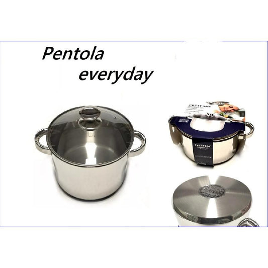 LETIZIA EVERYDAY PENTOLA IN ACCIAIO CON COPERCHIO IN VETRO CM.24