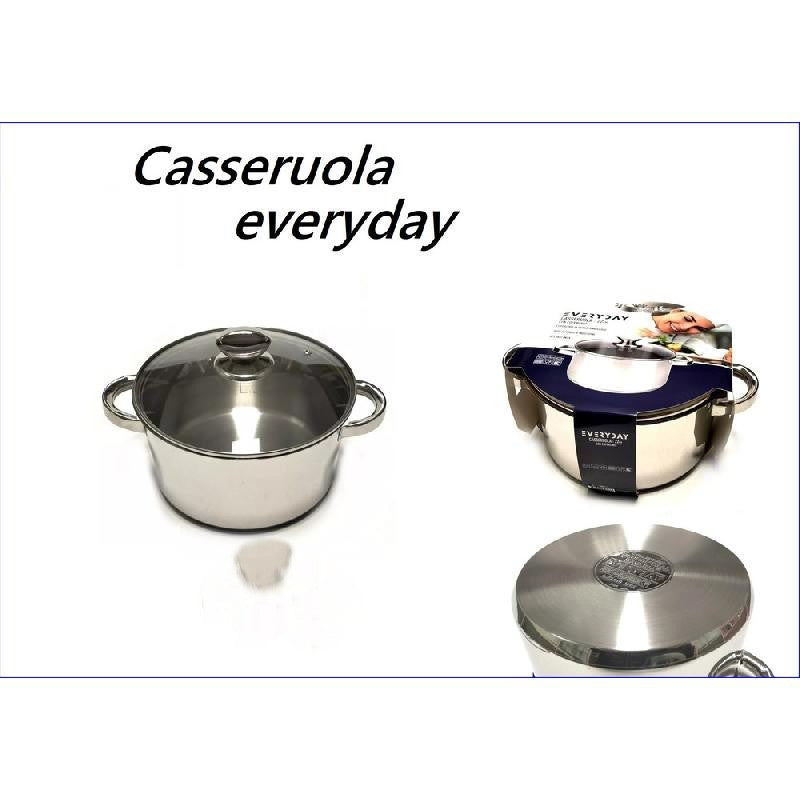 LETIZIA EVERYDAY CASSERUOLA IN ACCIAIO CON COPERCHIO IN VETRO CM.24