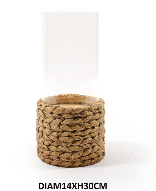 MERCURY PORTACANDELA IN CEMENTO CON VETRO CM.14X30H