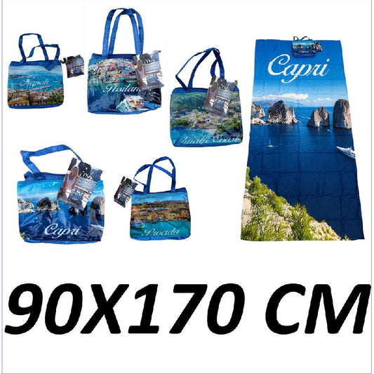 MASTROBIANCO BORSA CON TELO MARE CM.90X170 FANTASIA COSTIERA 5 FANTASIE ASSORTITE
