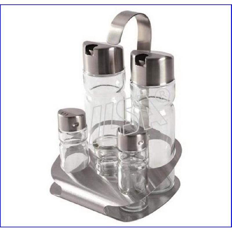 ILSA SET MENAGE 5PZ ACCIAIO VETRO