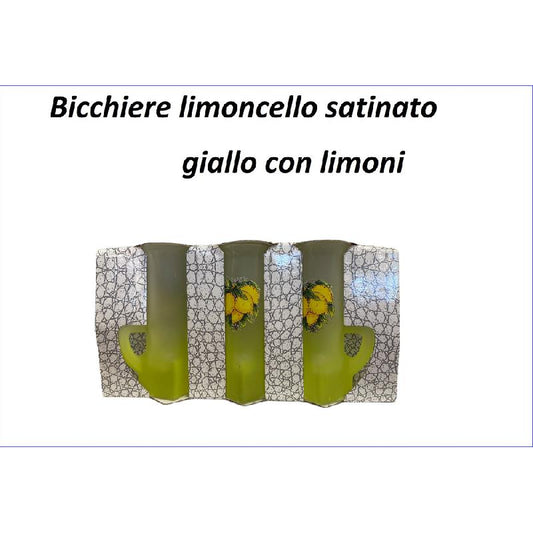 ITALIAN DECOR BICCHIERE LIMONCELLO DECORATO GIALLO CON LIMONI IN VETRO SATINATO 6PZ