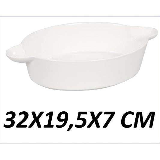 DIMO TEGLIA FORNO BASIC OVALE CERAMICA BIANCA CM.32X19,5X7