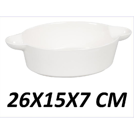 DIMO TEGLIA FORNO BASIC OVALE CERAMICA BIANCA CM.26X15X7