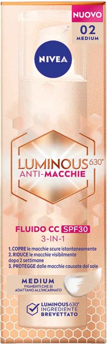 NIVEA LUMINOUS 630 ANTI-MACCHIE FLUIDO CC SPF30 3-IN-1 40ML 02 MEDIUM
