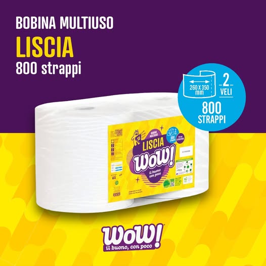 WOW BOBINA MULTIUSO LISCIA 2 VELI 800 STRAPPI 2 ROTOLI