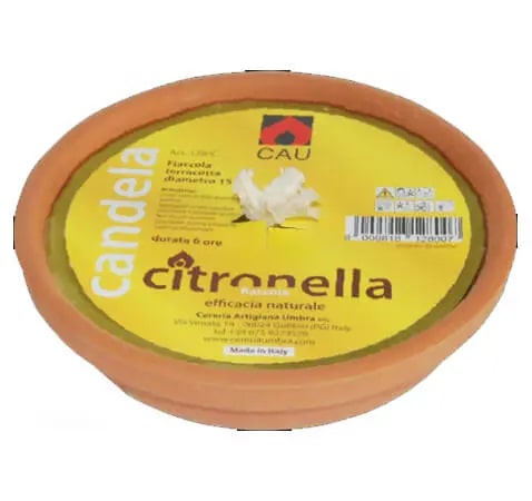 CAU CANDELA CITRONELLA FIACCOLA IN TERRACOTTA CM.11 3 FIAMMELLE