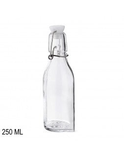 DUE ESSE BOTTIGLIA VETRO QUADRATA 250ML CON TAPPO MECCANICO