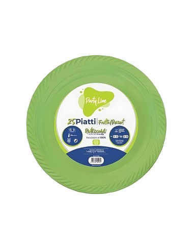 PARTY LINE 25 PIATTI FRUTTA/DESSERT CM.15 RIUTILIZZABILI VERDE MELA