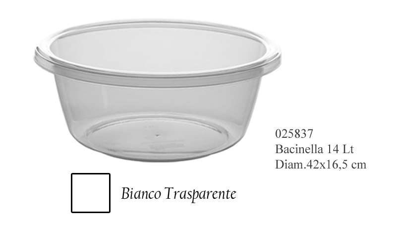 ARBEMA DUNYA BACINELLA TONDA PLASTICA LT.14 CM.42X16,5 TRASPARENTE
