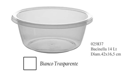 ARBEMA DUNYA BACINELLA TONDA PLASTICA LT.14 CM.42X16,5 TRASPARENTE