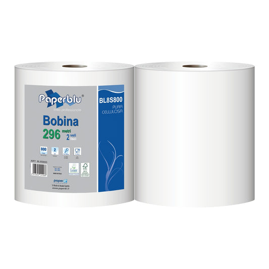 PAPERDI' PAPERBLU BOBINA 296 METRI 2 VELI LISCI 800 STRAPPI X2 ART.BL8S800
