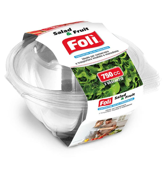 FOLI' CONTENITORI SALVA FRESCHEZZA SALAD & FRUIT IN PET 750CC 3PZ